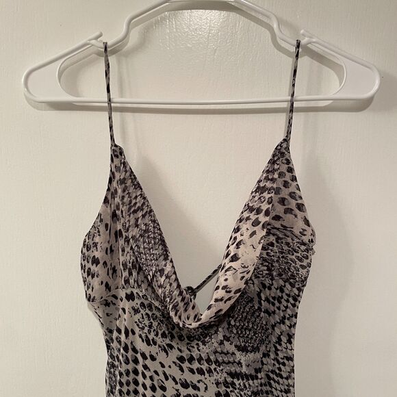 ZARA Sleeveless Cowl Neck Snakeskin Print Slip Maxi Dress Multicolor Small - Picture 3 of 15